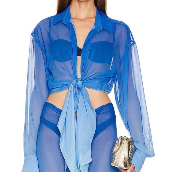 Bananhot Mandy Shirt Bikini Coverup in Blue Ombré - Picture 1 of 8